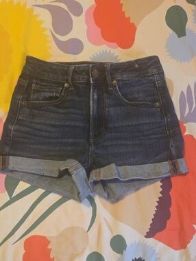 American Eagle Super HI-RISE Shortie Cuff Denim Shorts